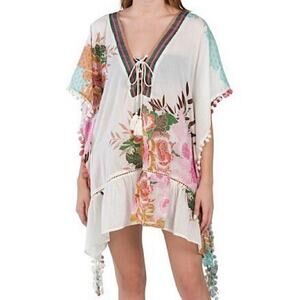 Z&L Europe Floral Beach Cover Top One Size Boho Resortcore Lightweight Cotton